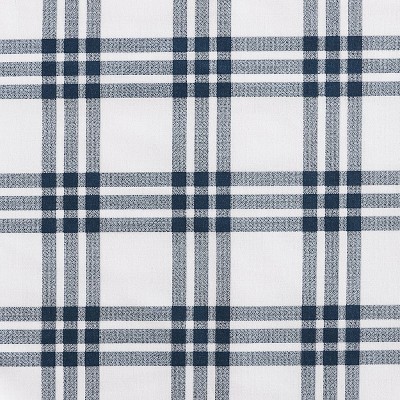 Navy Blue Plaid Cotton Full/Queen Duvet Set with Shams