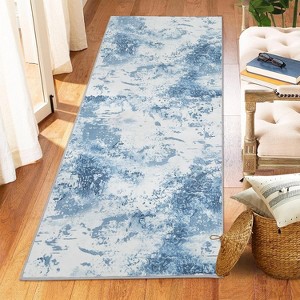 Acekool 2x3 Washable Soft Area Rug, Modern Abstract Blue, Stain Resistant Non-Slip Foldable Small Carpet for Living Room, Bedroom, Office - 1 of 4