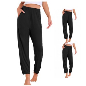 INSPIRE CHIC Women 2 Pcs Pajama Pants Soft Comfy Ankle Length Elastic Waistband With Pocket - 1 of 4