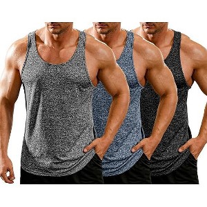 Men's 3 Pack Running Muscle Tank Tops For Men Dry-Fit Workout Sleeveless Tops Breathable Y-Back Shirts Training Bodybuilding Vests
