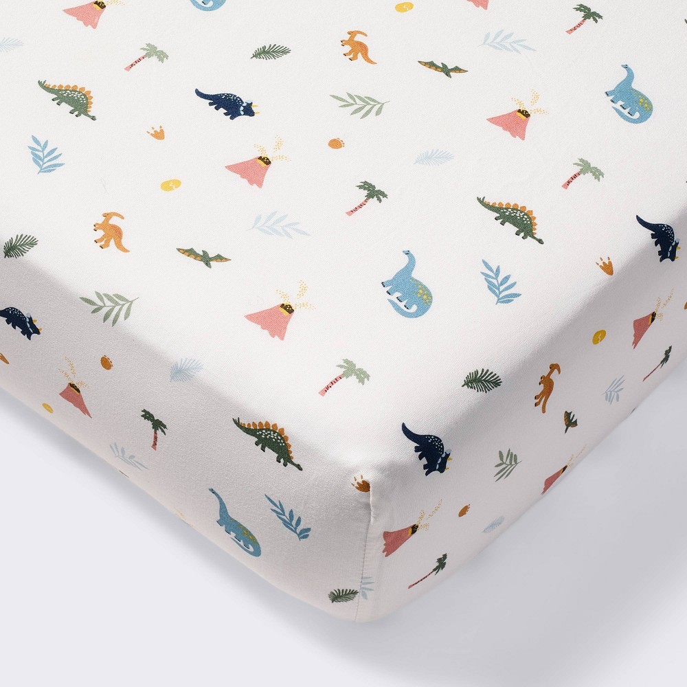 Photos - Bed Linen Cotton Fitted Crib Sheet - Dinos - Cloud Island™