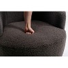 Dark Gray Teddy Fabric Swivel Armchair Bucket Chair with Black Powder Coating - 3 of 4