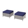 Sonkuki 2-Piece Ottomans with Solution-Dyed Fabric Cushion, All-Weather Wicker Ottomans, Ideal for Patio - 2 of 4