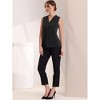 INSPIRE CHIC Women's Pleated V Neck Solid Work Sleeveless Blouse - 2 of 4