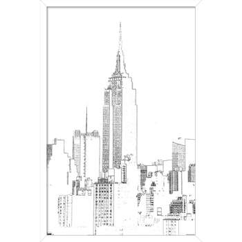 Trends International Line Art - New York Skyline Framed Wall Poster Prints