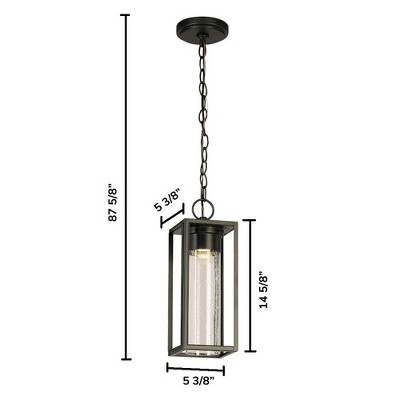 Matte Black Mini LED Outdoor Pendant with Clear Seedy Glass