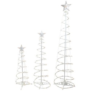 Northlight LED Lighted Outdoor Spiral Christmas Cone Trees 3' 4' and 6' - Warm White Lights - Set of 3 - 1 of 4