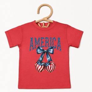 The Juniper Shop America Flag Cherries Coquette Toddler Short Sleeve Tee - 1 of 4