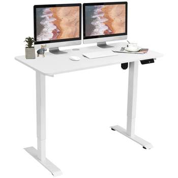 Tangkula Electric Height Adjustable Mobile Standing Desk Home Office Stand Up Computer Workstation Black/Maple/Teak/White