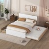 Modern Full Bed Frame With Twin Size Trundle And 2 Drawers For White High Gloss With Light Oak Color - 3 of 4