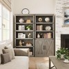 5-Tier Wooden Bookshelves with Cabinet Doors and Bookcases with Doors Floor Bookshelves and Office Storage Cabinets - 3 of 4