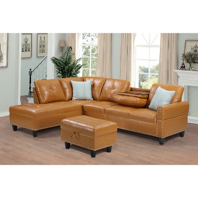 NicBex Couches for Living Room 98" Left Hand Facing Sofa Couches Modern Comfy Upholstered Sofa with Chaise and Storage Ottoma