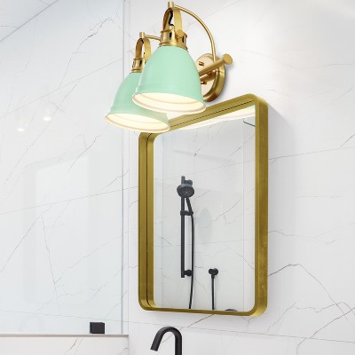 Phineas Mint Green and Brass Gold Adjustable 2-Light LED Vanity Light