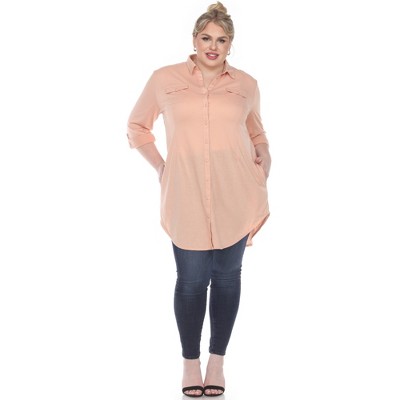 Plus Size Stretchy Tunic -White Mark