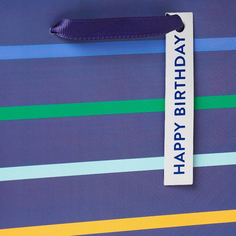 Medium &#39;Happy Birthday&#39; Striped Gift Bag Purple - Spritz&#8482;, 3 of 4