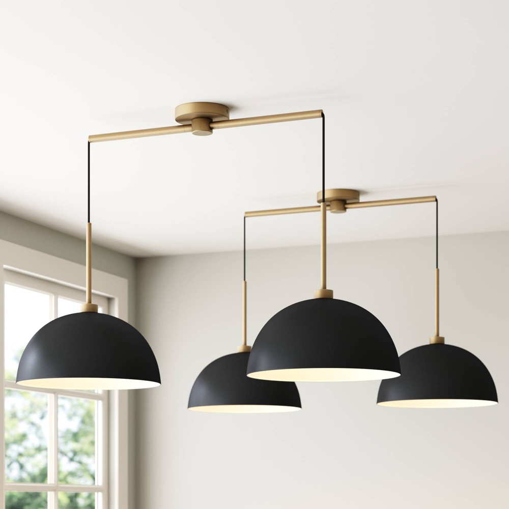 Photos - Chandelier / Lamp Nathan James  2-Light Percy Modern Island Pendant Ceiling Fixtures Light Black/Gold(Set of 2)
