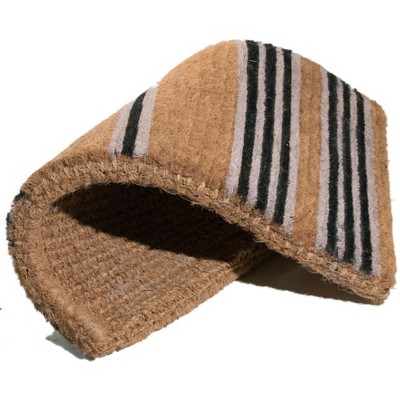 Handwoven Brown and Black Coir Outdoor Door Mat, 18x30 inches