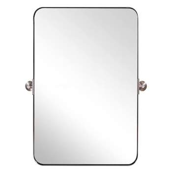 ANDY STAR Modern Decorative 22 x 34 Inch Rectangle Wall Mounted Hanging Bathroom Vanity Mirror with Stainless Steel Metal Frame, Brushed Nickel