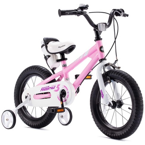 Royalbaby Freestyle Outdoor Children s Bicycle Dual Handbrakes Sporty Kid Bike With Training Wheels And Adjustable Seat 14 Inch Pink Target