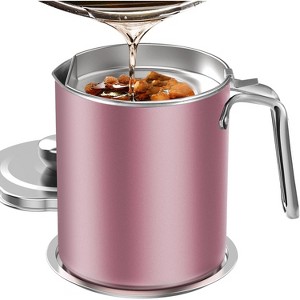 Stainless Steel Bacon Grease Saver with Fine Mesh Strainer, 2L Oil Container with Dust-Proof Lid - 1 of 4
