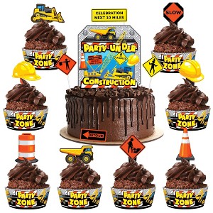 Treasures Gifted Construction Cake Topper & Construction Cupcake Toppers Kit - 1 of 1