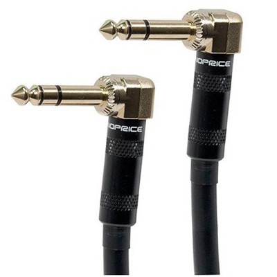 Monoprice Pro Audio Cable - 3 Feet- Black | 1/4 Inch (TRS) Right Angle Male to Right Angle Male 16AWG Cable Cord (Gold Plated) - Premier Series