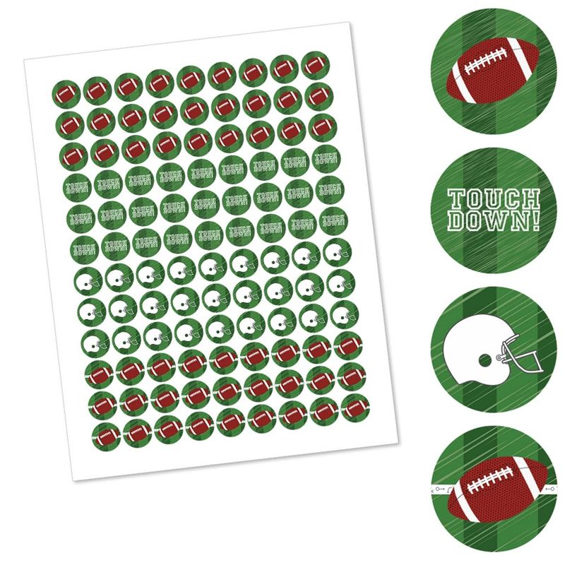 Big Dot of Happiness End Zone - Football - Baby Shower or Birthday Party Round Candy Sticker Favors - Labels Fits Chocolate Candy (1 sheet of 108), 2 of 7