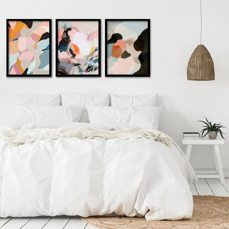 Americanflat Abstract (Set Of 3) Triptych Wall Art Peachy Paintings By Louise Robinson - Set Of 3 Framed Prints, 3 of 7