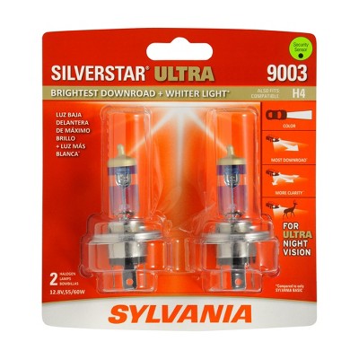 SYLVANIA - 9003 SilverStar Ultra - High Performance Halogen Headlight Bulb, High Beam, Low Beam and Fog Replacement Bulb, Brightest Downroad with Whiter Light, Tri-Band Technology (Contains 2 Bulbs)