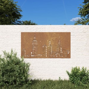VidaXL Patio Wall Decoration 41.3 in.x21.7 in. Corten Steel Skyline Design - 1 of 4