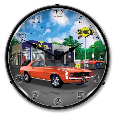 Collectable Sign & Clock | 1969 RS SS Camaro Sunoco LED Wall Clock Retro/Vintage, Lighted