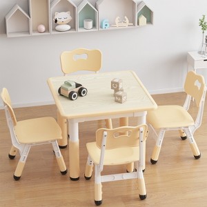Toddler Table and 4 Chairs Set with Graffiti Desktop, Height Adjustable - 1 of 4
