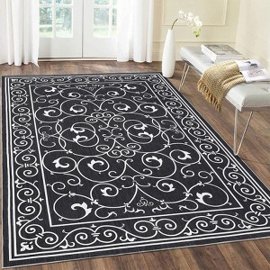 Living Room Rug 8x10 Modern Floral Print Area Rug With Non-Slip Backing Ultra-Thin Stain-Resistant Throw Carpet For Bedroom Dining Room Home Office - 1 of 4