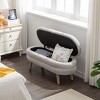 ModernLuxe Velvet/Boucle Fabric Storage Bench with Wood Legs - Ideal for Living Room & Bedroom - 3 of 4
