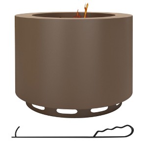 Outsunny Smokeless Fire Pit, 19" Wood Burning Firepit with Poker, Stainless Steel - 1 of 4