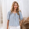 Women's Chic Striped Lace-Up Blouse with Puff Sleeves - Cupshe - 4 of 4