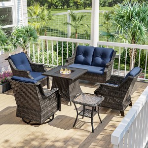UPTIOT Outdoor Patio Set with CSA-Certified Fire Pit and Ergonomic ...