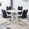 NicBex 5 PCS/7 PCS Dining Table Set,Round Dining Table with Sintered Stone Tabletop and 4/6 PU Chairs for Kitchen/Apartment - 2 of 4