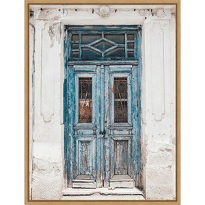 Amanti Art Blue Door Naxos by Bella Eve Canvas Wall Art Print Framed - 1 of 4