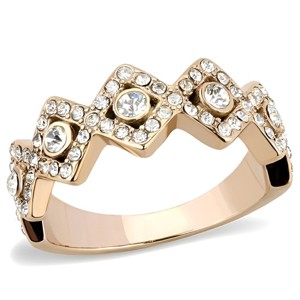 Slickblue Rose Gold IP Stainless Steel Ring with Clear Crystal, Women’s Eternity Ring, Pink, Sizes 5-10 - 1 of 4