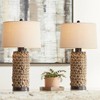 360 Lighting Ciera 25 1/4" High Farmhouse Rustic Modern Table Lamps Set of 2 Natural Bronze Rope Wrapped Living Room Bedroom Bedside Oatmeal Shade - 2 of 4