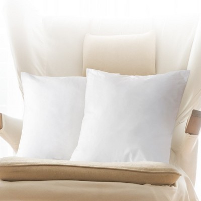 White Microfiber Square Throw Pillow Set with Down Alternative Fill