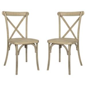 Emma and Oliver Set of 2 Weather-Resistant Wood Look Resin Cross Back Chairs for Indoor/Outdoor Use - 1 of 4