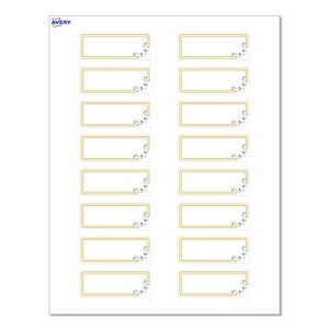 Avery Labels, 1" x 2-5/8", Matte White, Double Gold Border w/ Florals, 160ct - 1 of 4