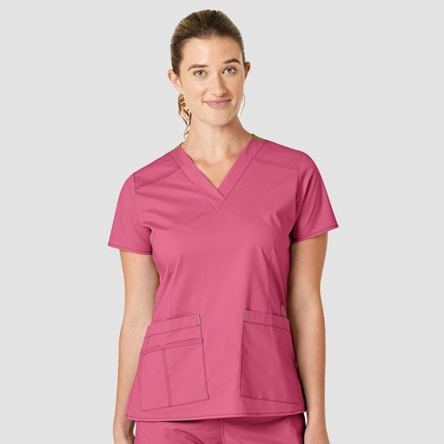 Wink Wonderflex Women's Verity V-neck Scrub Top, Papaya, 5x : Target