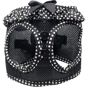 Doggie Design American River Choke Free Dog Polka Dot Ruffle Harness-Black and White - 1 of 3