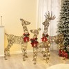 LuxenHome 3-Piece Rattan and Iron Deer Family Outdoor Holiday Decoration with Lights Multicolored - 3 of 4