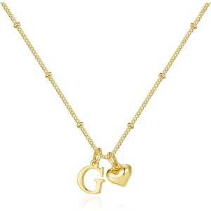 Heart Initial Necklace for Women & Girls, 14K Gold Plated Letter Pendant Birthday Gift - 1 of 4