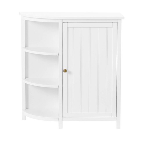 Alaterre Furniture Dorset Bathroom Storage Tower with Open Upper Shelves and Lower Cabinet