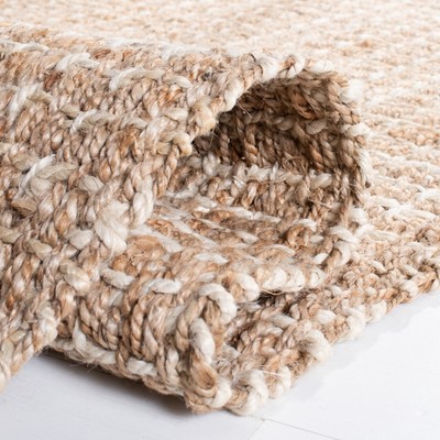 Ivory and Natural Hand-Woven Wool 8' x 10' Area Rug